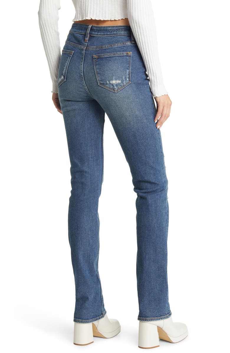 Vigoss Ace Ripped Deconstructed High Waist Straight Leg Jeans, Alternate, color, Medium Was