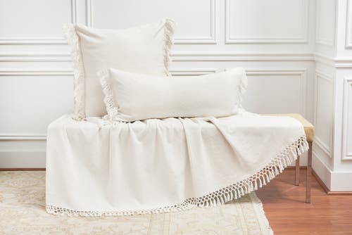 Elisabeth York Lavato Enzyme Washed Cotton Decorative Throw Pillow In White