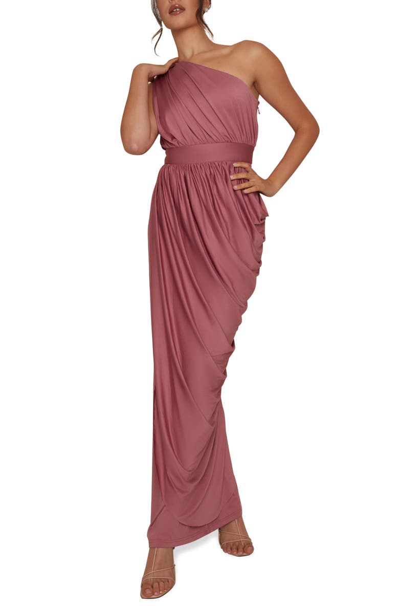 Chi Chi London Draped One-Shoulder Dress, Main, color,