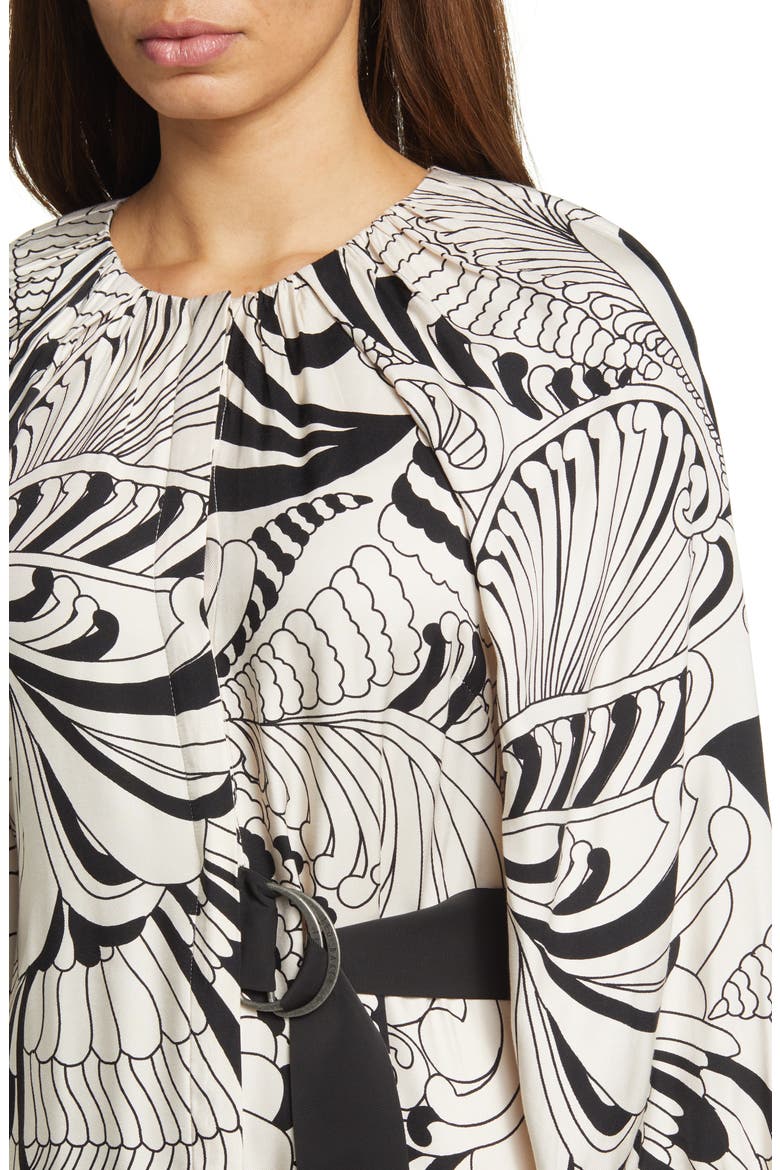 Emmieeh Belt Detail Long Sleeve Midi Dress, Alternate, color, WHITE