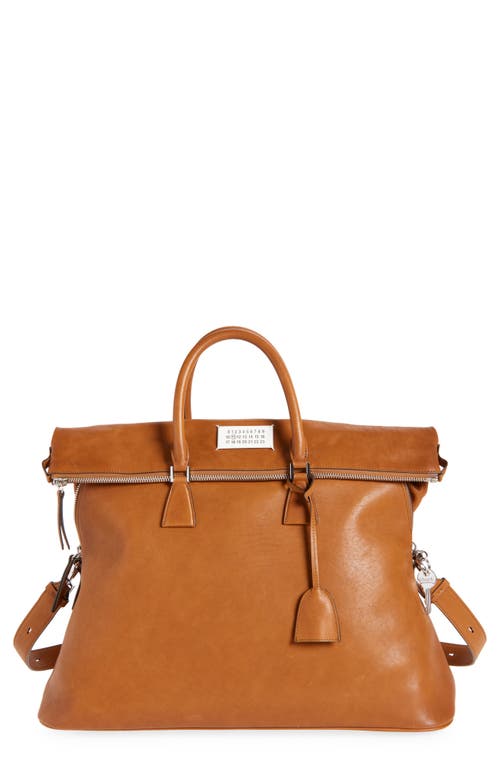 Maison Margiela Xl 5ac Loved To Death Leather Tote In Brown