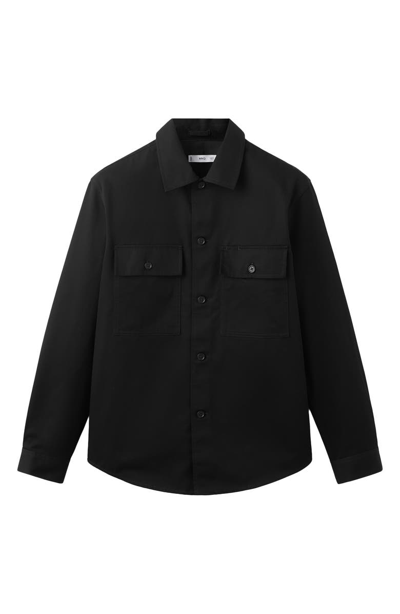 MANGO Cotton Overshirt, Alternate, color, Black