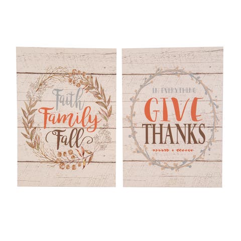 "Faith Family Fall" & "Give Thanks" Wall Art Assortment of 2
