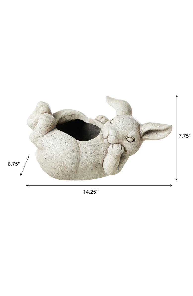 Glitzhome MGO Lying Bunny Rabbit Statue Planter Easter Decor, Alternate, color, White