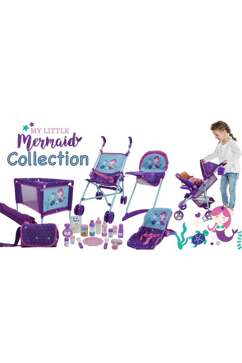 Mermaid Doll Highchair Kids Pretend Play Highchair W/ Front Tray 3+, Alternate, color, Multicolored