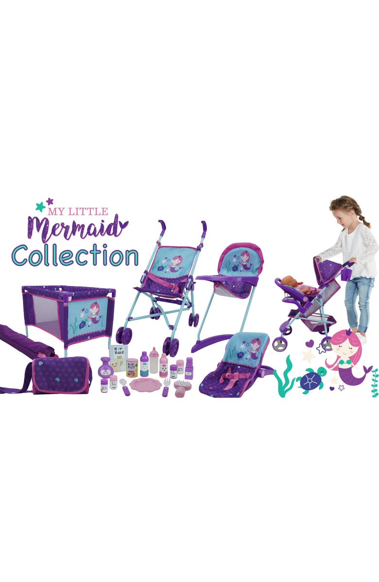 509 Mermaid Doll Highchair Kids Pretend Play Highchair W/ Front Tray 3+, Alternate, color, Multicolored