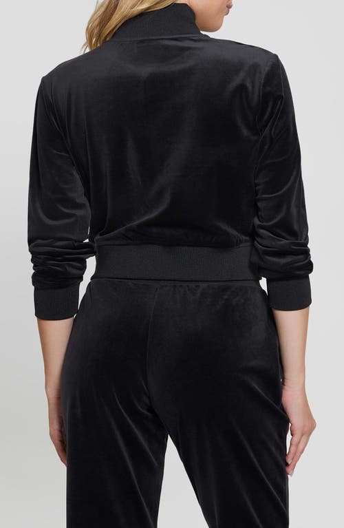 Guess Couture Velour Zip-up Sweatshirt In Black