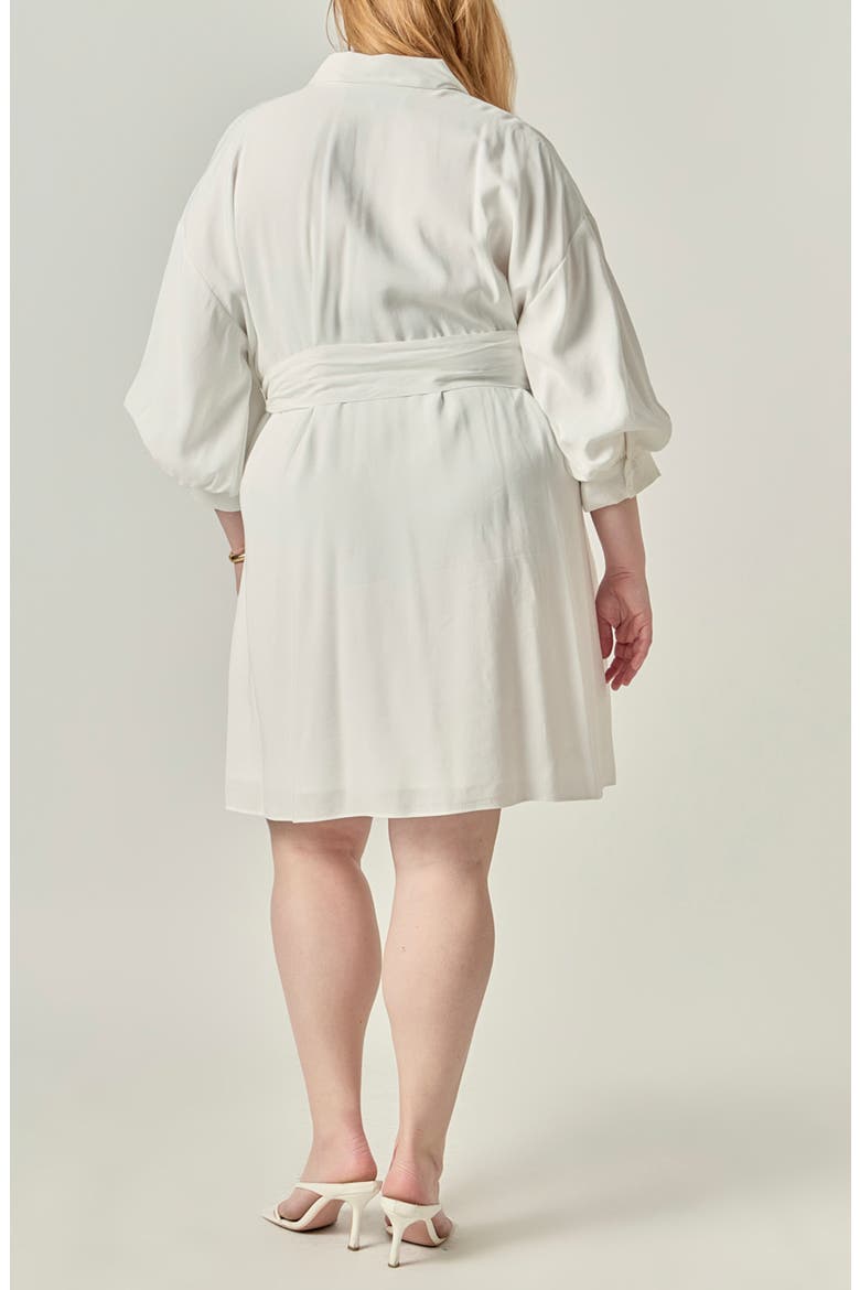 Tie Waist Mini Shirtdress, Alternate, color, WHITE