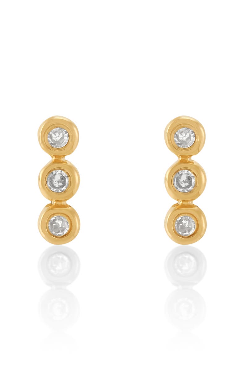 Frankie & Zoe Bezel Trio Diamond Stud Earrings, Alternate, color, Yellow Gold