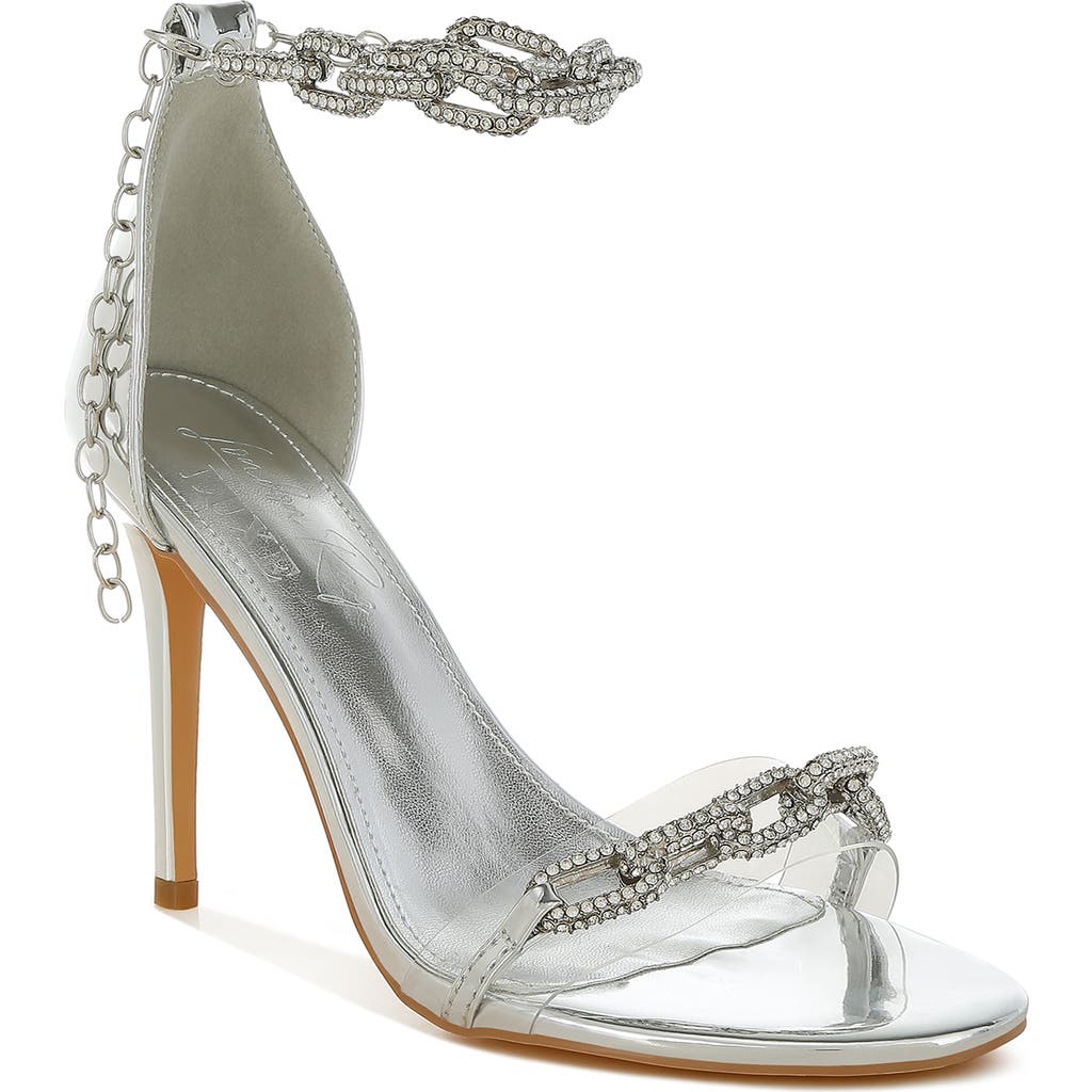 London Rag Traben Rhinestone Link Metallic Sandal In Silver