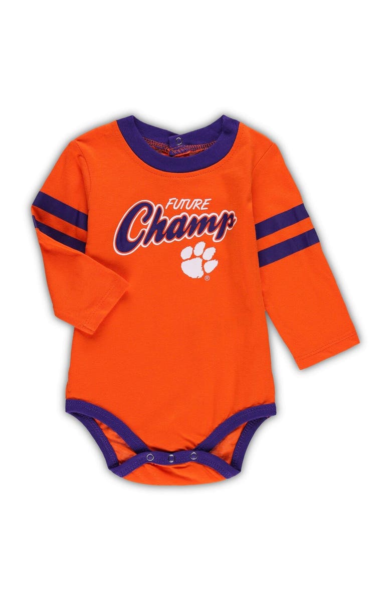 Outerstuff Infant Orange/Purple Clemson Tigers Little Kicker Long Sleeve Bodysuit and Sweatpants Set, Alternate, color, Orange
