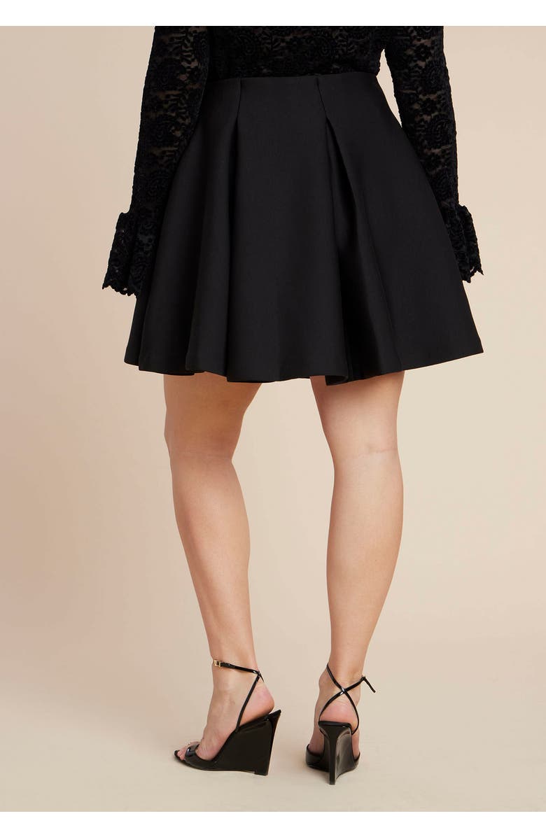 ELOQUII Flouncy Pleated Mini Skirt, Alternate, color, Black Onyx