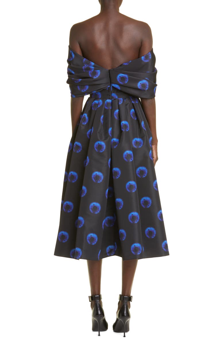 McQueen Midnight Iris Off the Shoulder Midi Dress, Alternate, color,