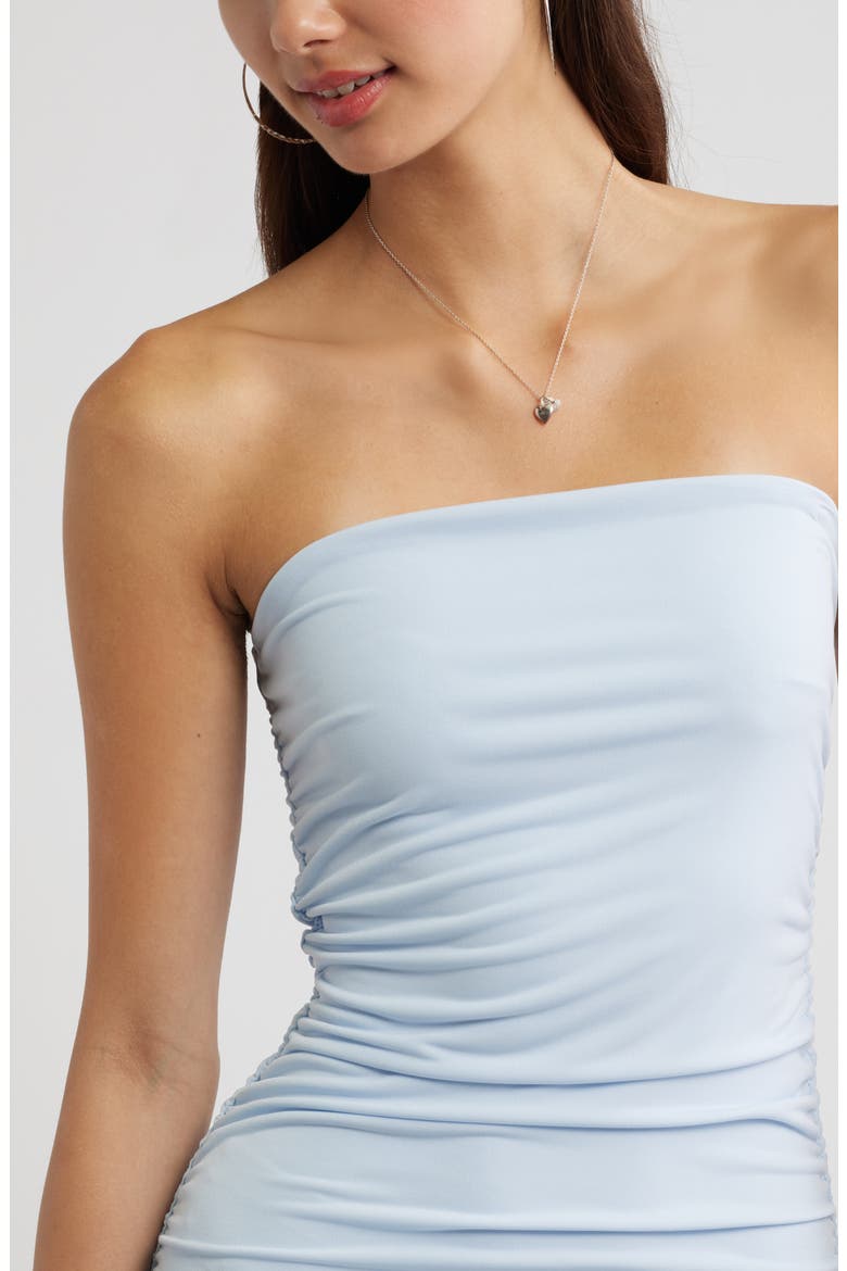 Strapless Drop Waist Minidress, Alternate, color, BLUE BIRD
