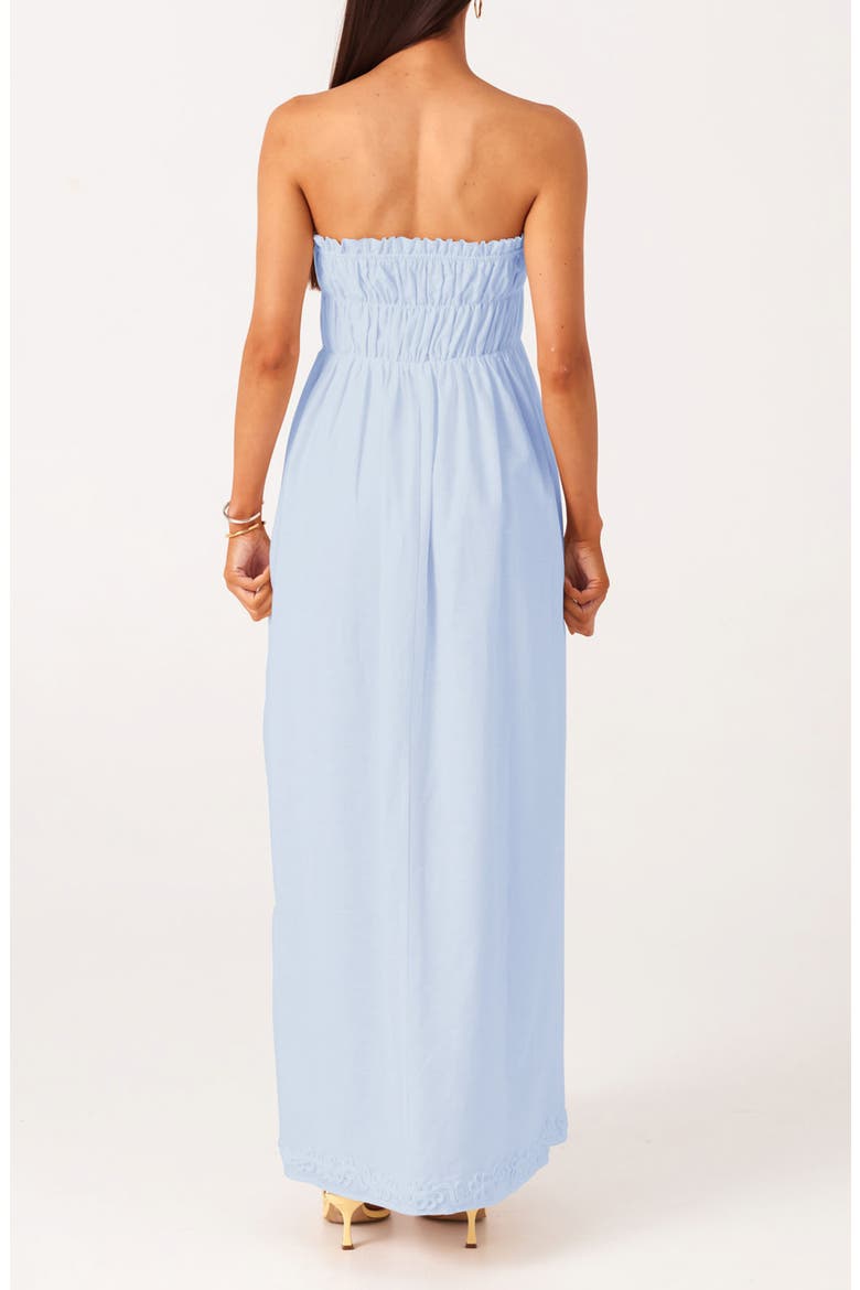 Ines Strapless Linen & Cotton Maxi Dress, Alternate, color, BLUE