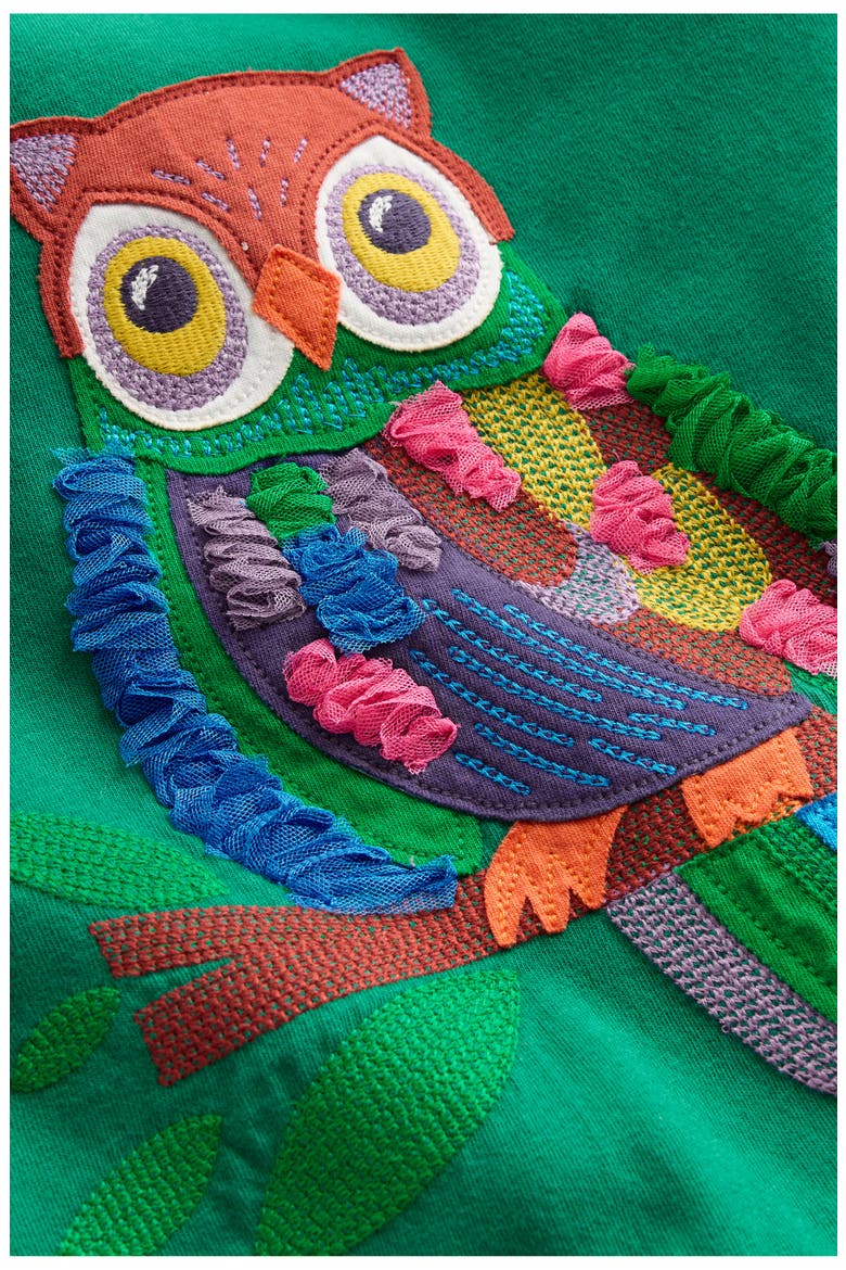 Kids' Owl Appliqué Cotton Graphic T-Shirt, Alternate, color, GREEN OWL