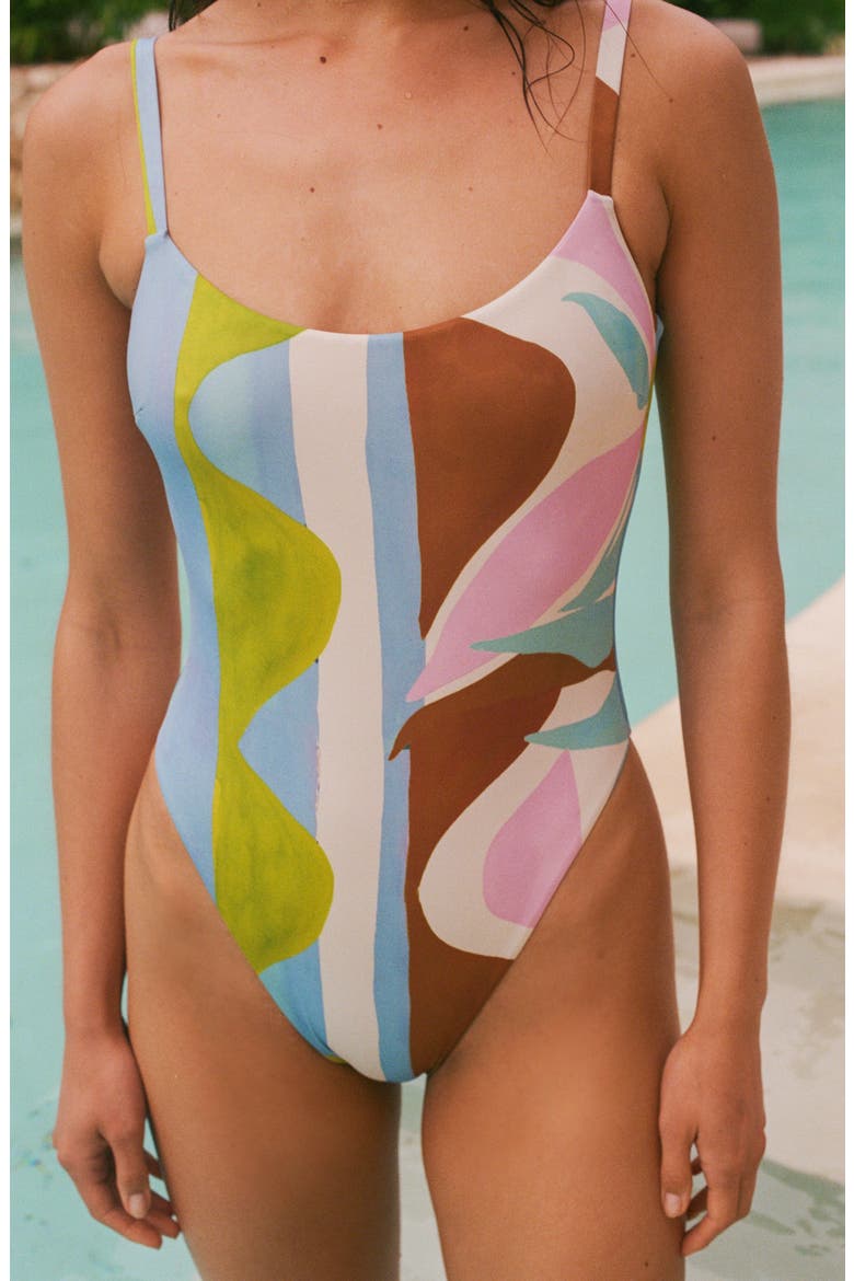 Nova Low Back One-Piece Swimsuit, Alternate, color, COAST COLORBLOCK
