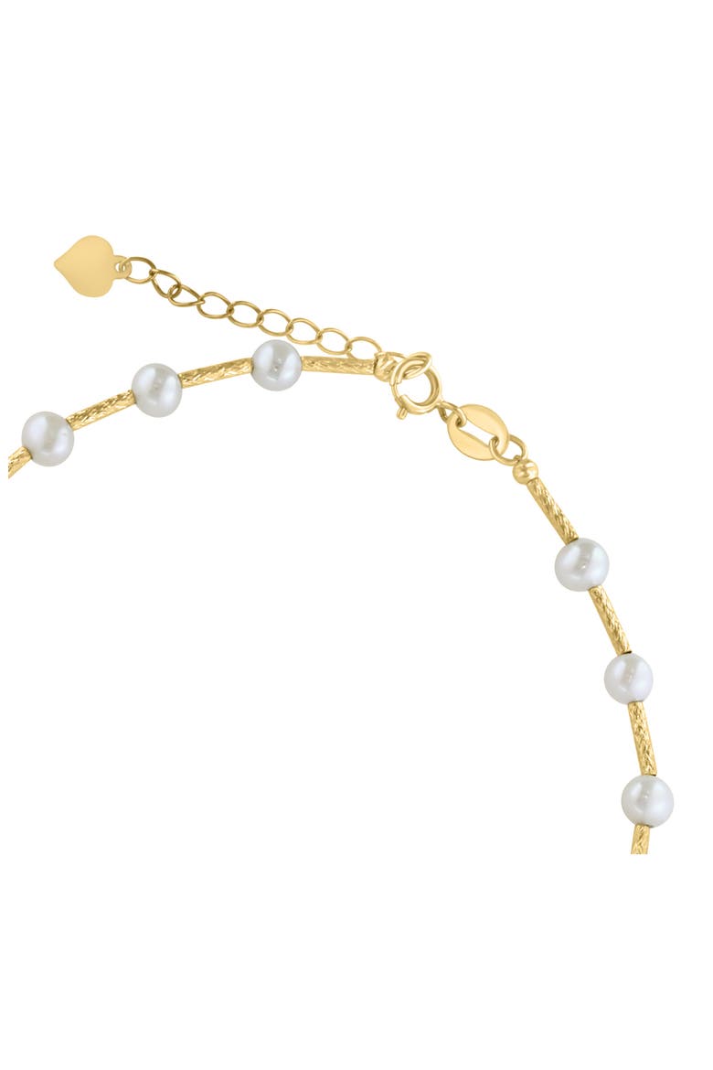 14K Gold 4mm Freshwater Pearl Station Bracelet, Alternate, color, WHITE