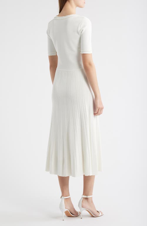 Elie Tahari The Robin Pleated Bead-trim Midi Sweater Dress