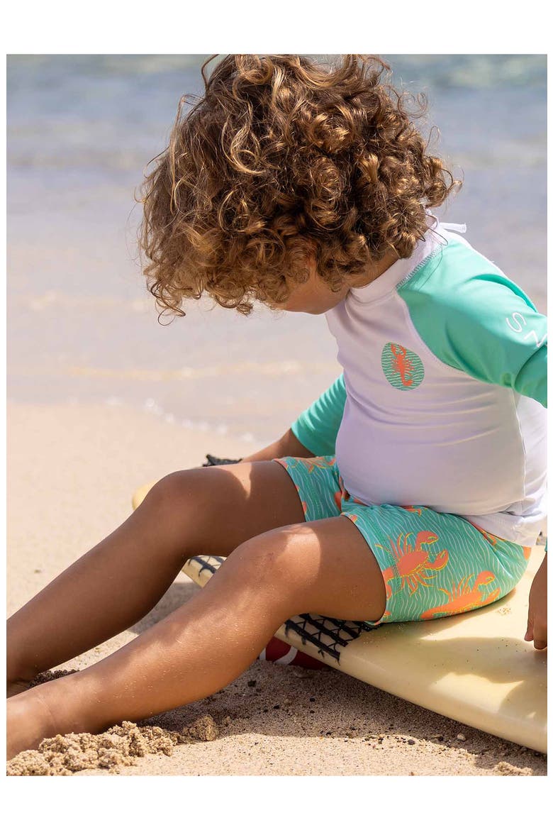 Ocean Clawed Two-Piece Rashguard Swimsuit, Alternate, color, MINT