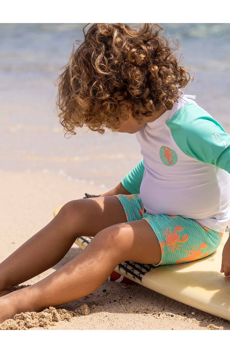 Snapper Rock Ocean Clawed Two-Piece Rashguard Swimsuit, Alternate, color, Mint