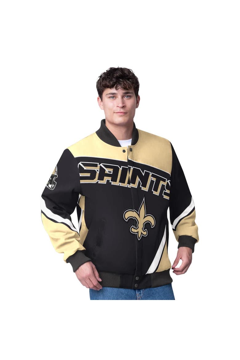 Men's G-III Extreme  Black New Orleans Saints Maximum Racing Full-Snap Jacket, Main, color, Black