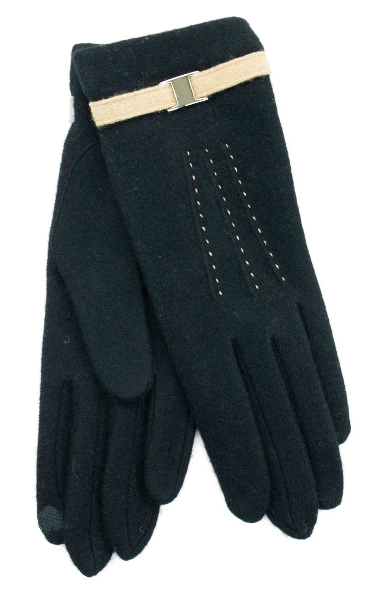 Portolano Wool Blend Gloves, Main, color, Black/ Camel