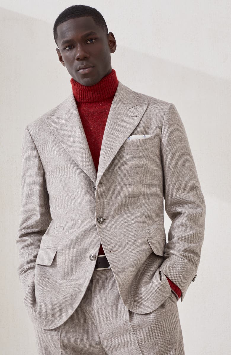 Brunello Cucinelli Prince of wales blazer, Alternate, color, Bark