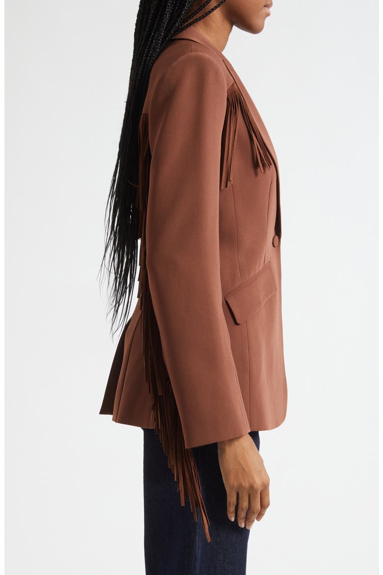 Western Fringe Trim Blazer, Alternate, color, DARK SEPIA