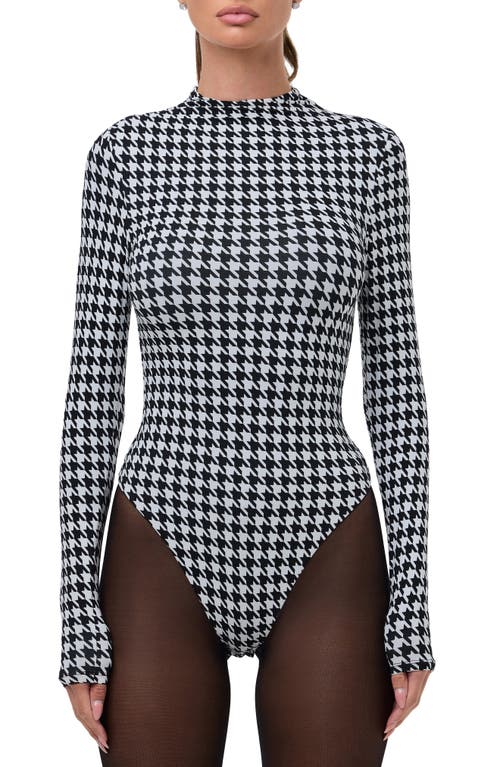 Naked Wardrobe Naked Snakeskin Print Long Sleeve Bodysuit In Multi