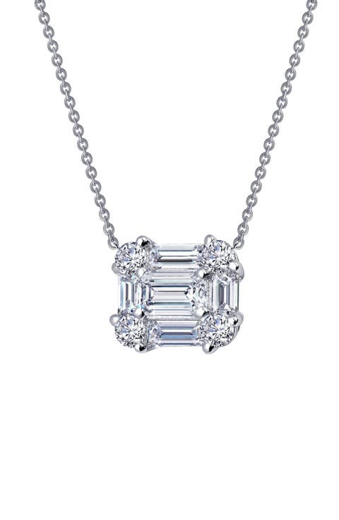 Baguette Halo Pendant Necklace