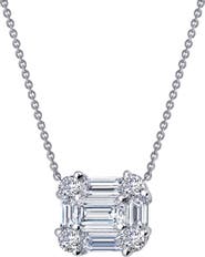Lafonn Baguette Halo Pendant Necklace