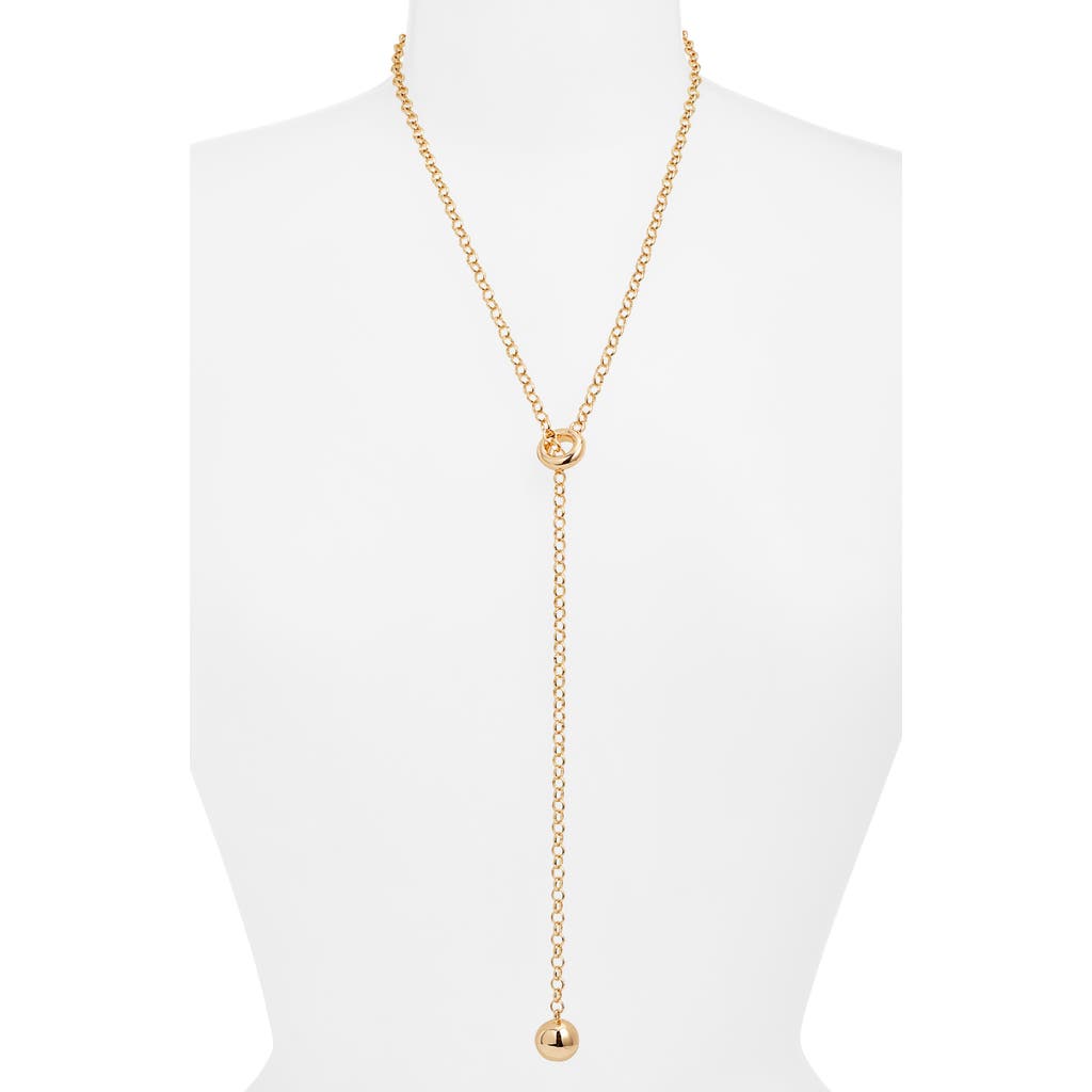 Open Edit Orb Drop Lariat Necklace In Gold