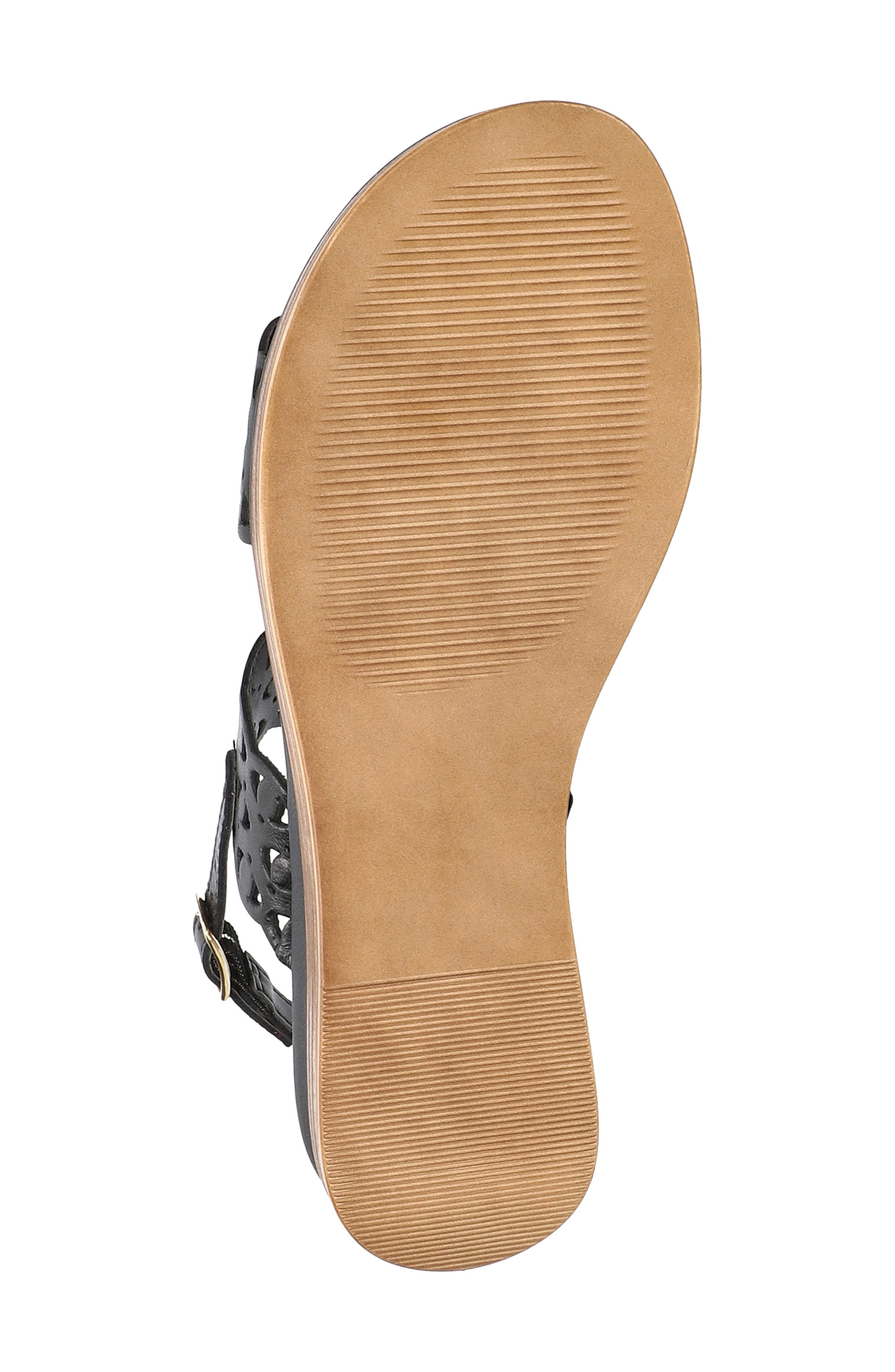 Bella Vita Zoe Italy Perforated Sandal, Alternate, color, Black Italian Leather