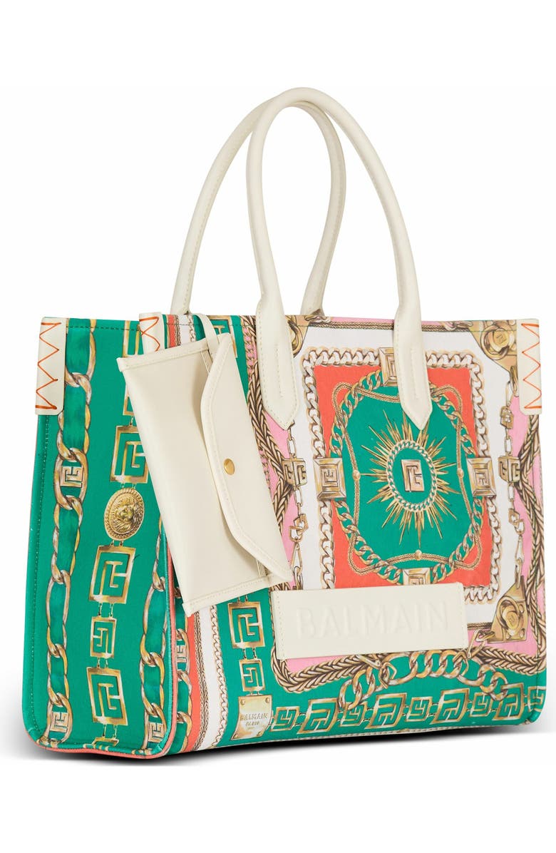 Balmain B-Army Medium Tote Bag In Printed Canvas, Alternate, color, Multicolor