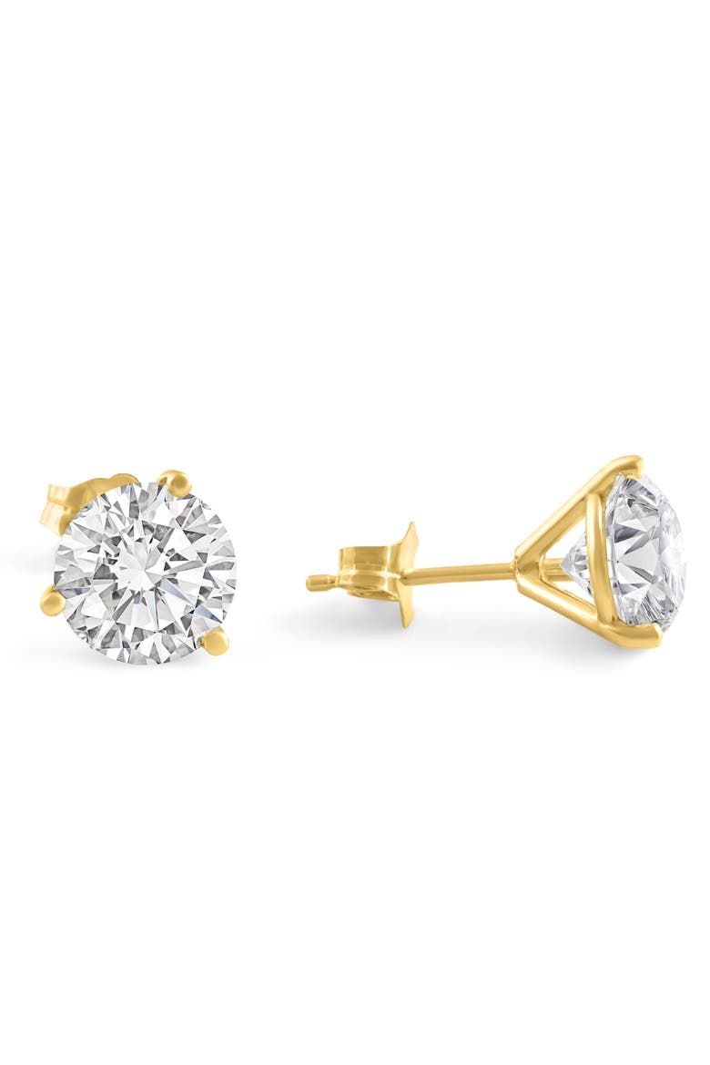 Certified 6.00CT Round Diamond Studs 14k Gold Lab Grown Earrings, Alternate, color, 14k Yellow Gold