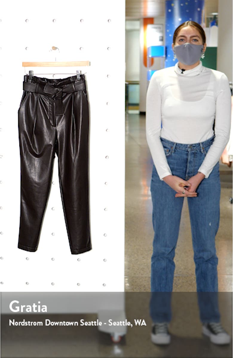 Cobey Paperbag Waist Faux Leather Pants, sales video thumbnail