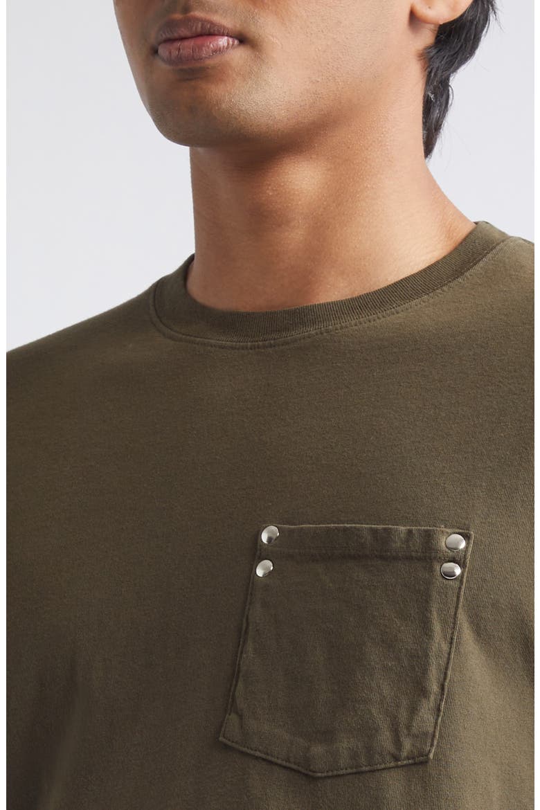 Stud Pocket Cotton T-Shirt, Alternate, color, LODEN GREEN