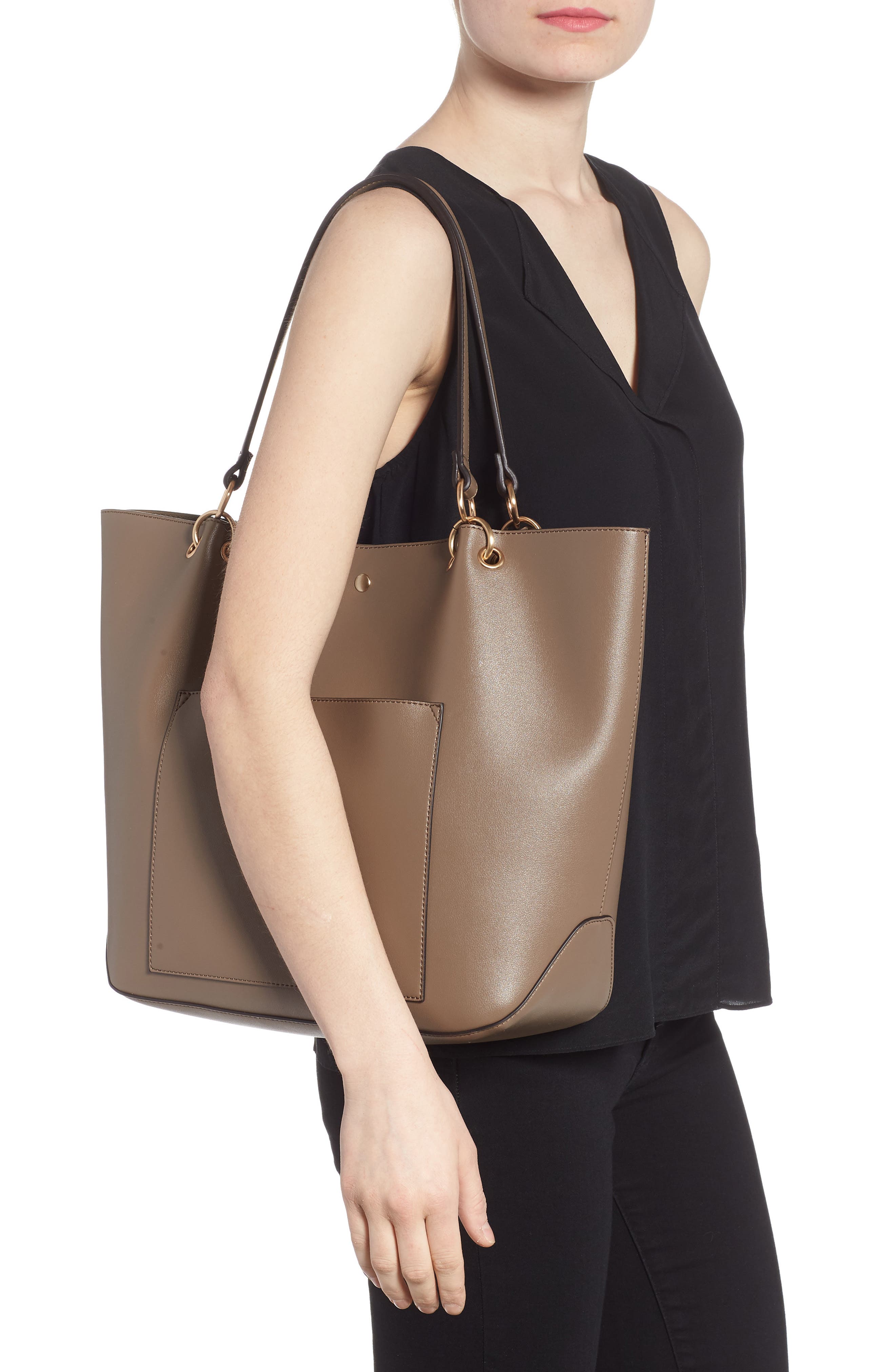 Sole Society Fronto Faux Leather Tote, Alternate, color, 