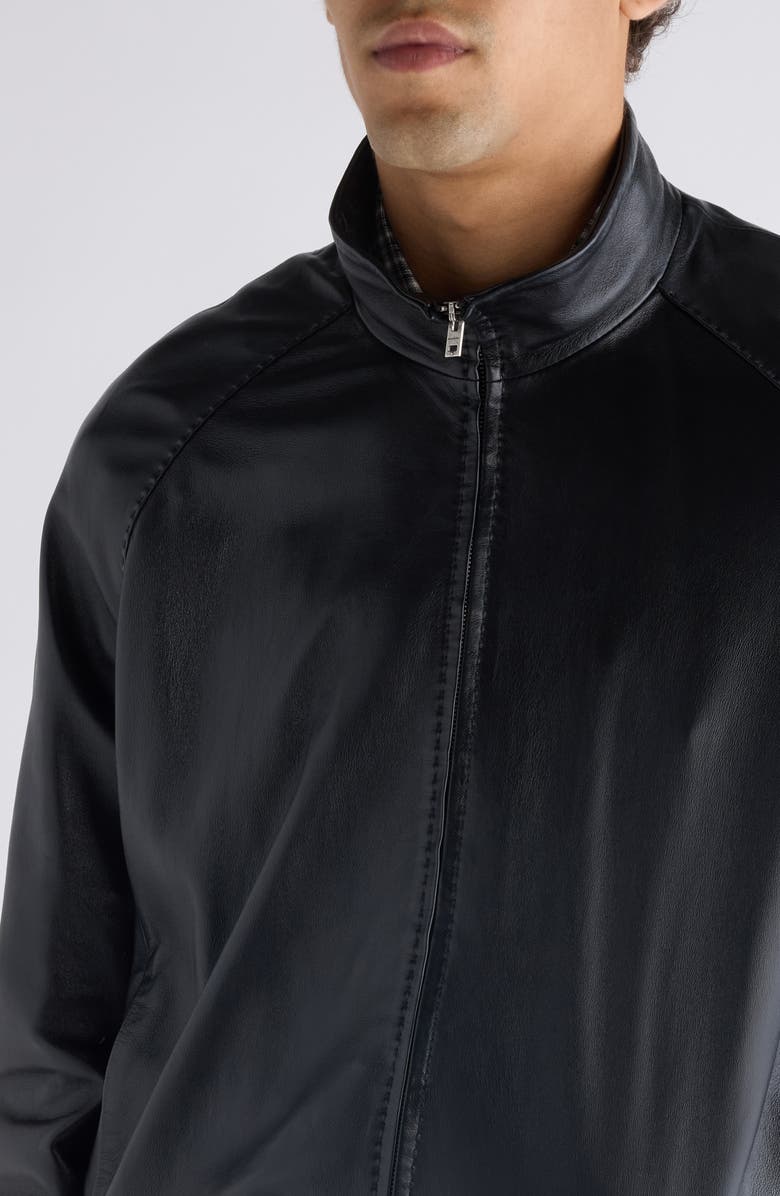Acne Studios Lokot Leather Bomber Jacket, Alternate, color, Black