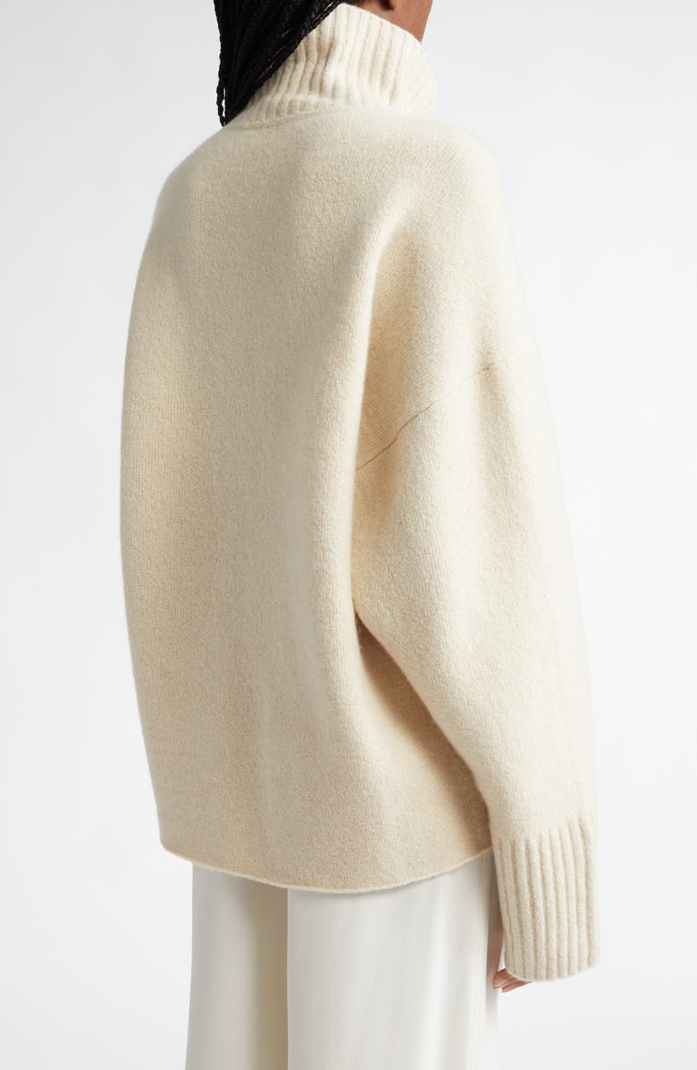 Proenza Schouler Sandra Cashmere & Wool Blend Turtleneck Sweater, Alternate, color, Ecru