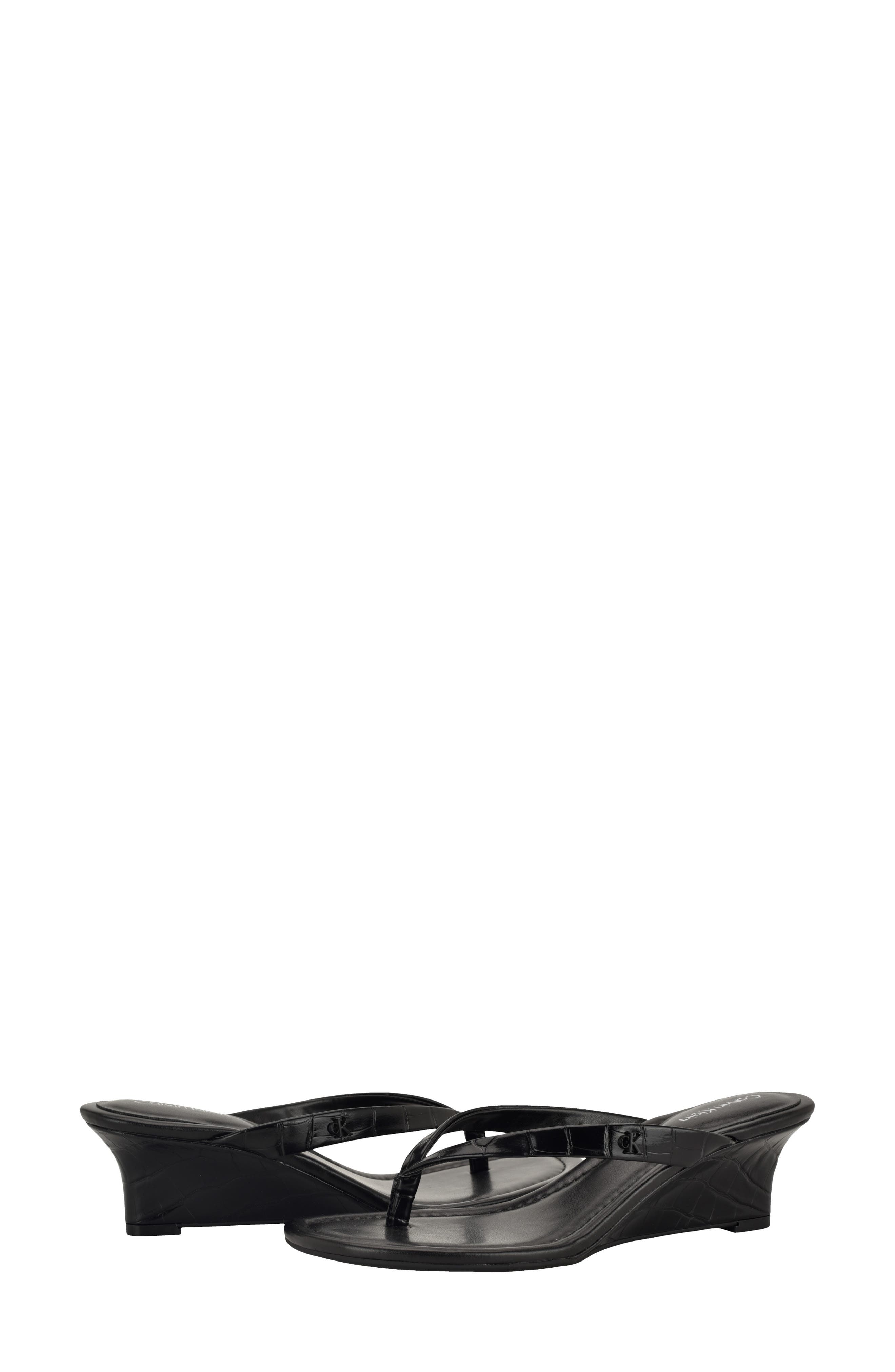 Calvin Klein Maggy Wedge Slide Sandal, Alternate, color, Black