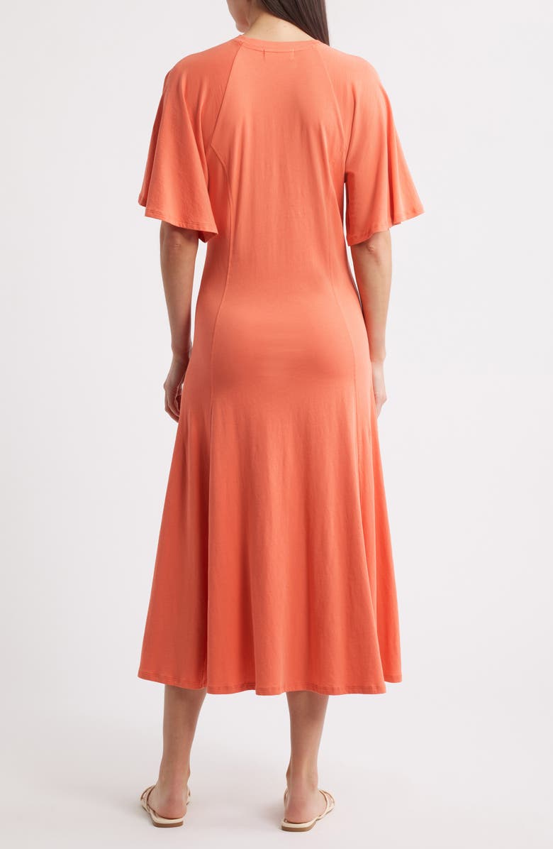 Nation LTD Milley Raglan Organic Cotton Midi Dress, Alternate, color, Coral Kiss