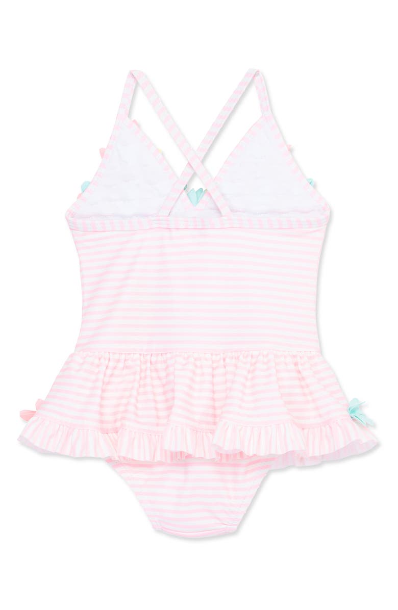 Little Me Flower Appliqué One-Piece Swimsuit, Alternate, color,