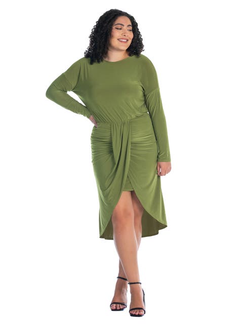 Long Sleeve Dressy Tulip Skirt Knee Length Dress
