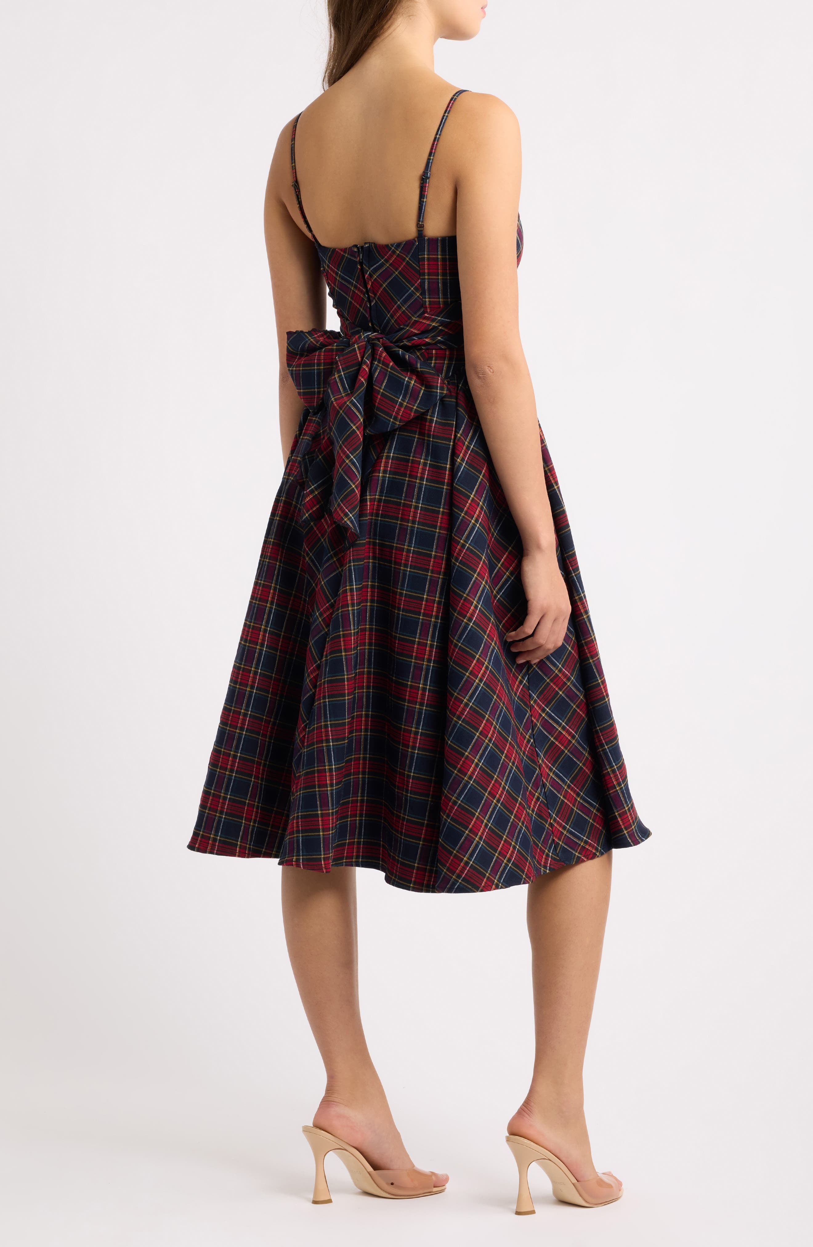 Emerald Sundae Plaid Sweetheart Neck Tie Back Dress (Women) | Nordstrom
