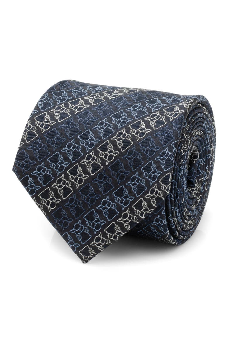 Grogu Outline Stripe Silk Blend Tie, Main, color, NAVY