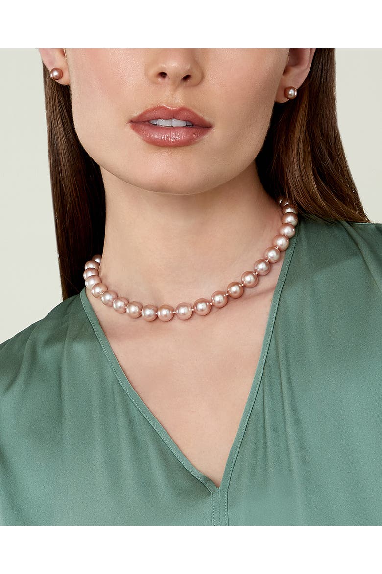 9.5-10.5mm Pink Freshwater Pearl Necklace - Premier AAAA Quality, Alternate, color, White Gold Clasp