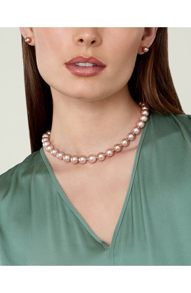 The Pearl Source 9.5-10.5mm Pink Freshwater Pearl Necklace - Premier AAAA Quality, Alternate, color, White Gold Clasp