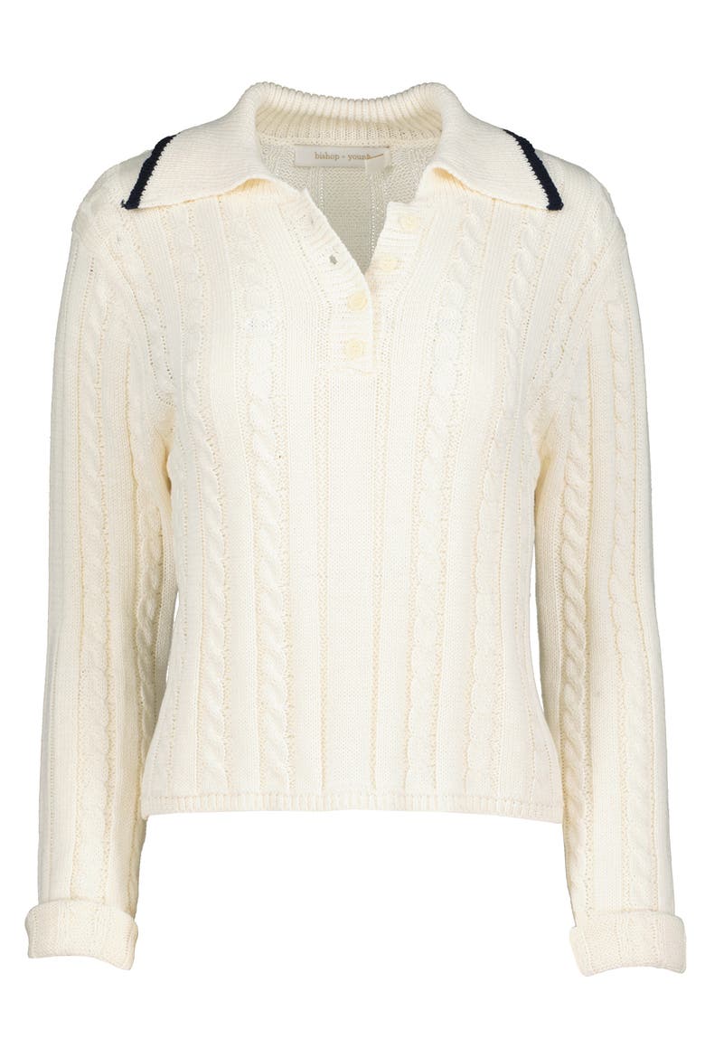 Jackie Polo Long Sleeve Sweater, Alternate, color, Ivory